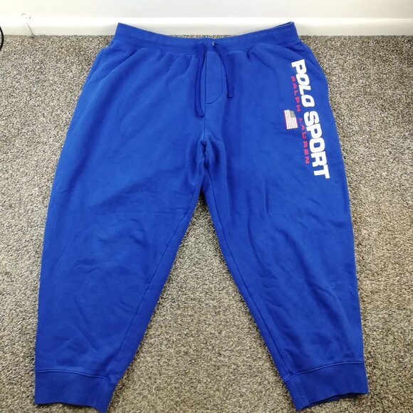 Polo Sport Ralph Lauren Sweatpants Mens 2XB Fleece Joggers Blue Spell Out - Picture 2 of 8